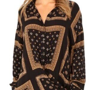 Free People Little Secrets Scarf Print Shirt, Size M